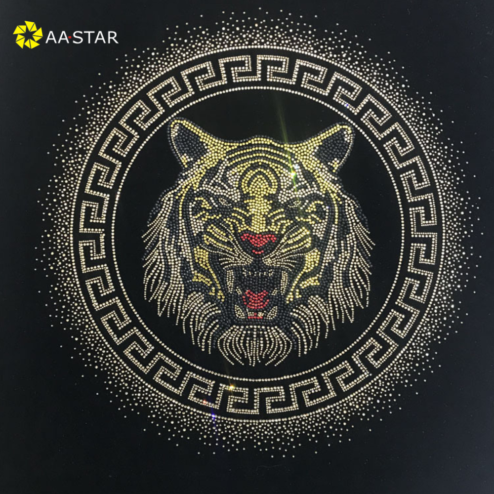 Bling Hotfix Rhinestone Tiger Heat Transfer Designs For T Shirts