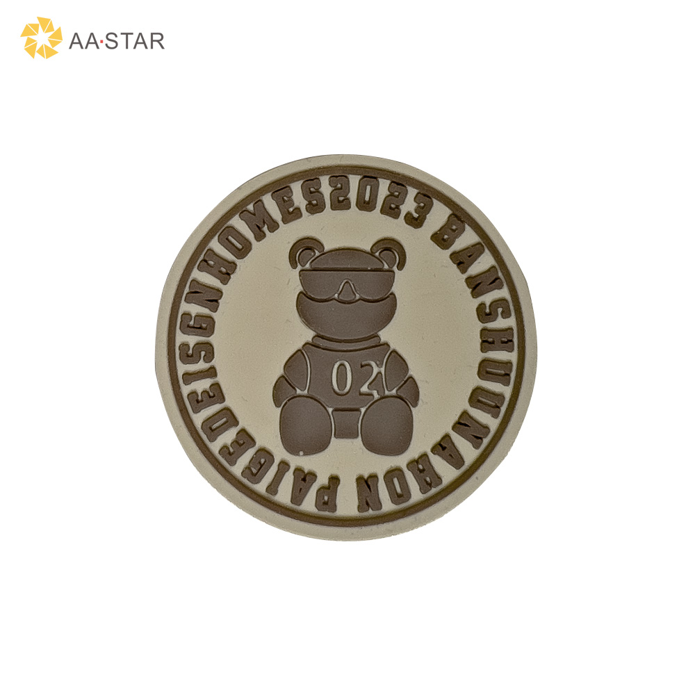 Custom iron on bear logo 3d silicone t shirt printing heat transfer patch