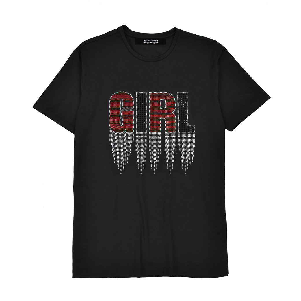 Wholesale price girl rhinestone iron on letter transfer for t-shirt