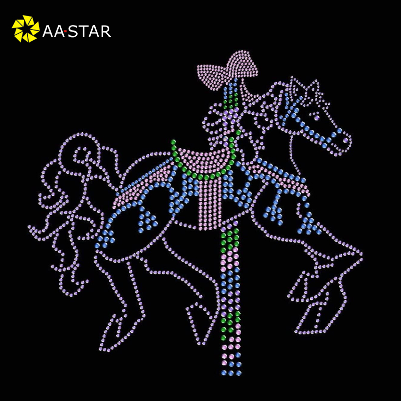 Bling horse custom rhinestone iron on heat transfer rhinestone design sheets