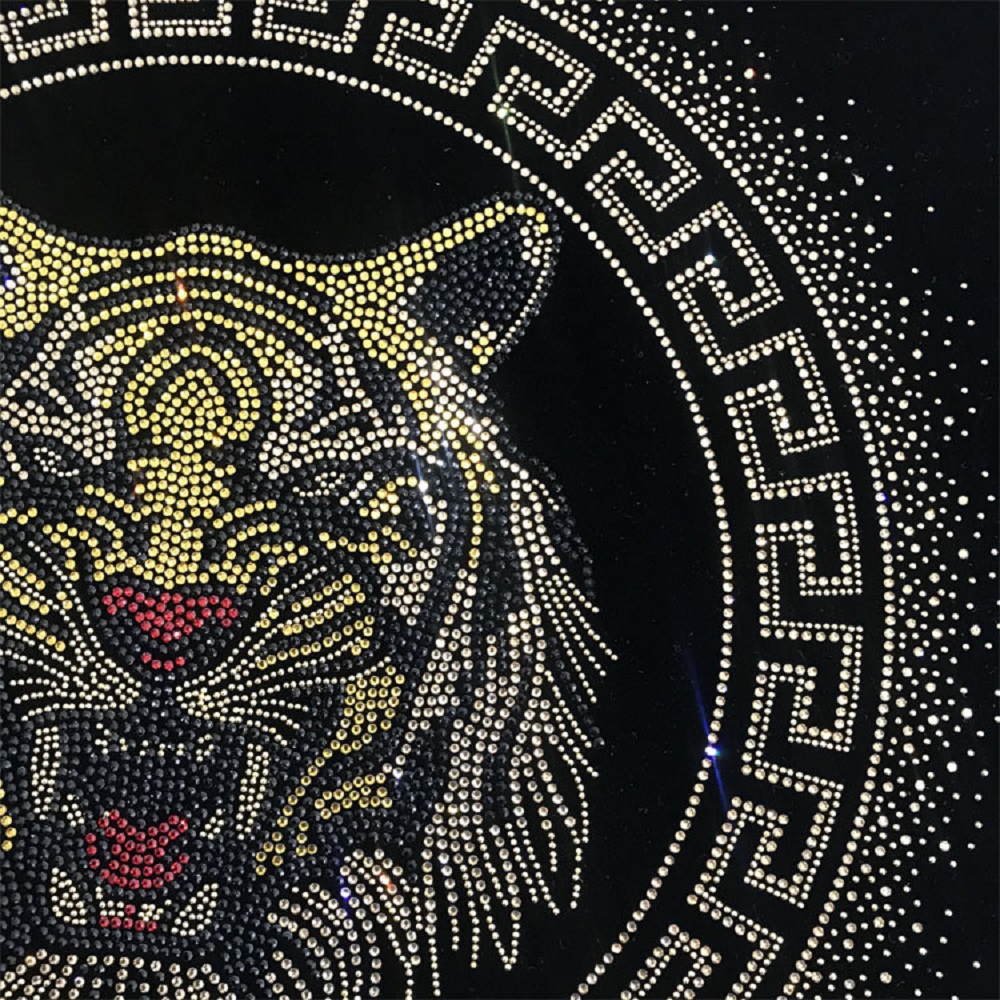 Bling Hotfix Rhinestone Tiger Heat Transfer Designs For T Shirts
