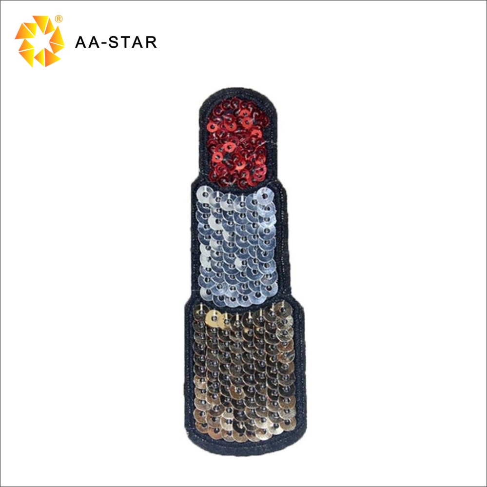 Wholesale sublimation lipstick sequin patches iron on for jeans