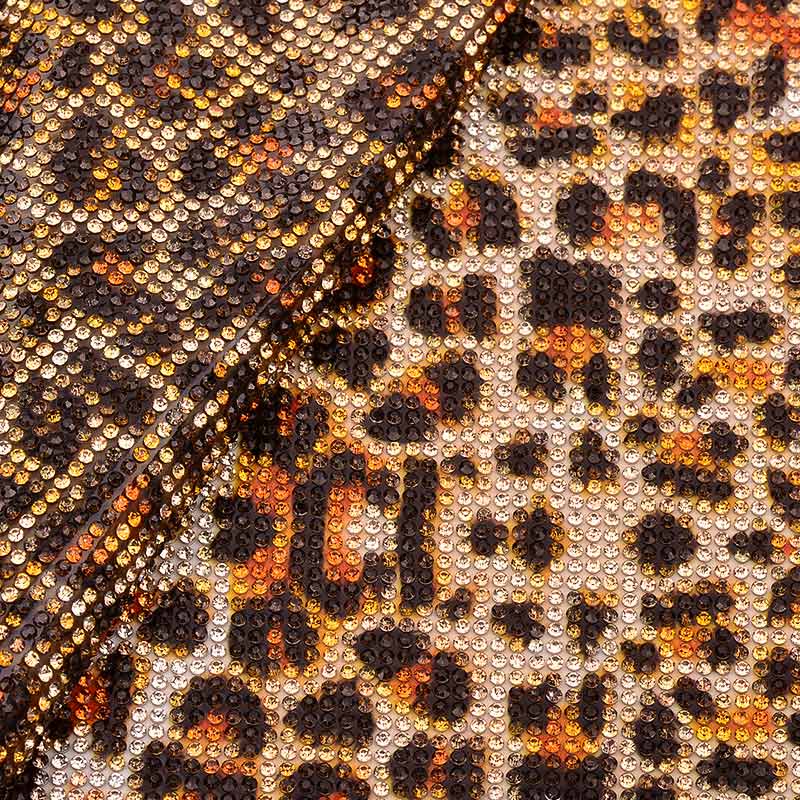 Custom pink leopard print iron on glue rhinestone sheet iron on garment