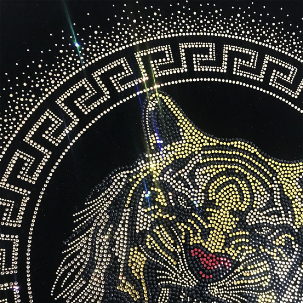 Bling Hotfix Rhinestone Tiger Heat Transfer Designs For T Shirts