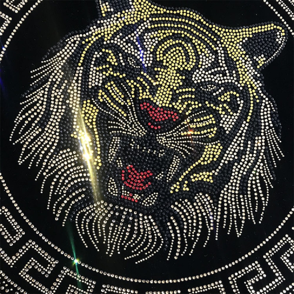 Bling Hotfix Rhinestone Tiger Heat Transfer Designs For T Shirts