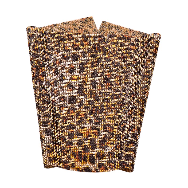 Custom pink leopard print iron on glue rhinestone sheet iron on garment
