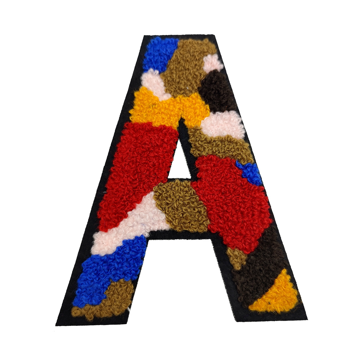 New design large letter heat press custom towelling embroidery chenille patches