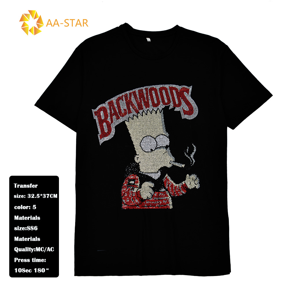 Custom cartoon character iron on hotfix rhinestone transfer motif designs