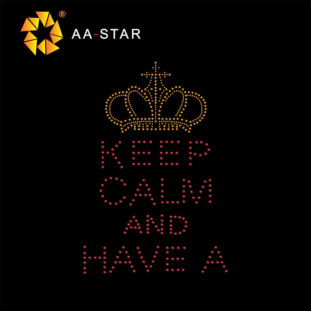 Wholesale custom rhinestone heat transfer word and crown designs hotfix