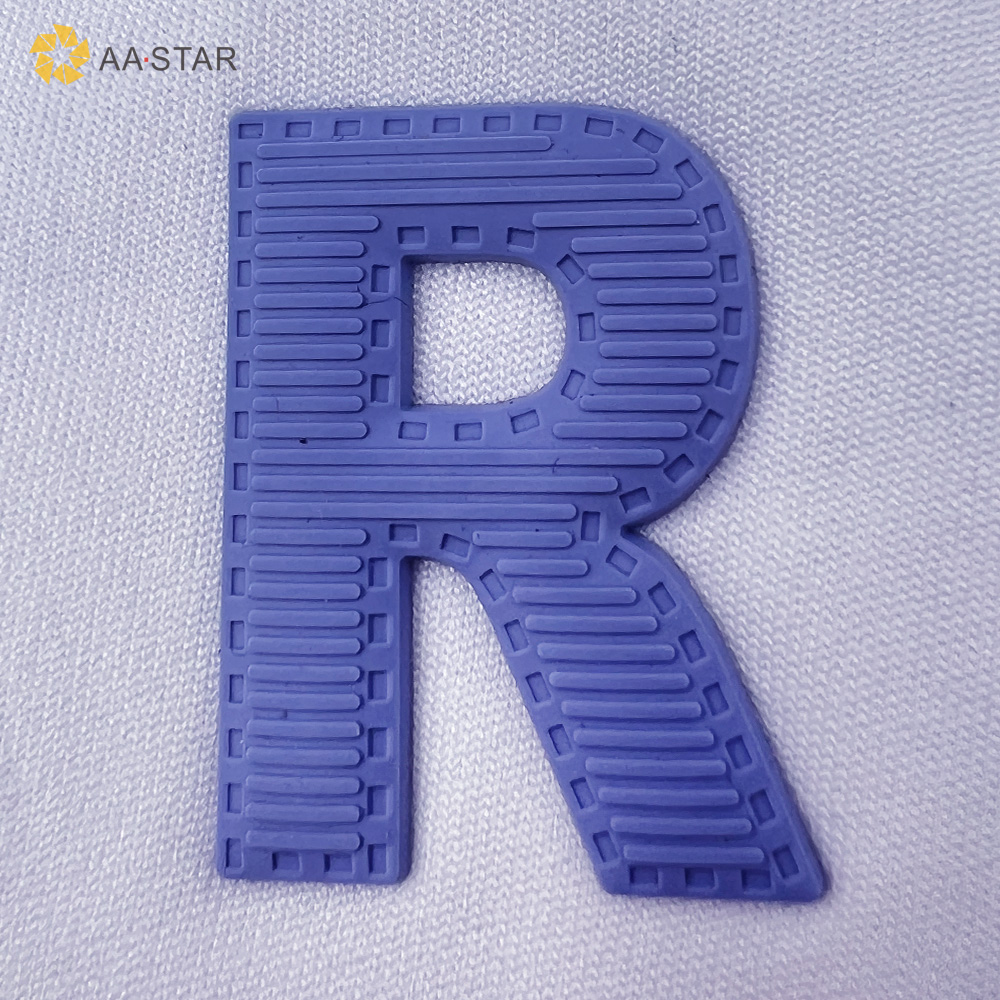 Custom iron on 3d silicone heat transfer designs letter R for t shirts