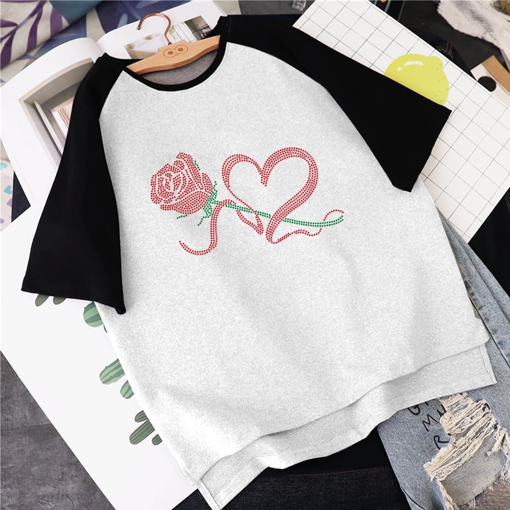heat transfer roses rhinestone