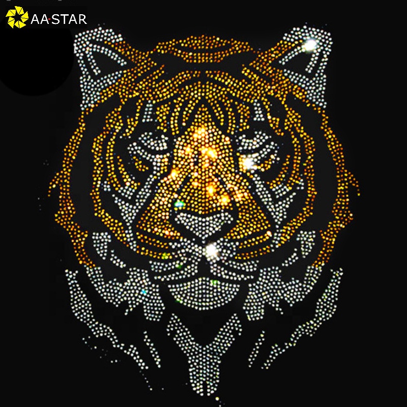 Ready to press sparkle tiger hotfix rhinestone heat transfers for men's ...