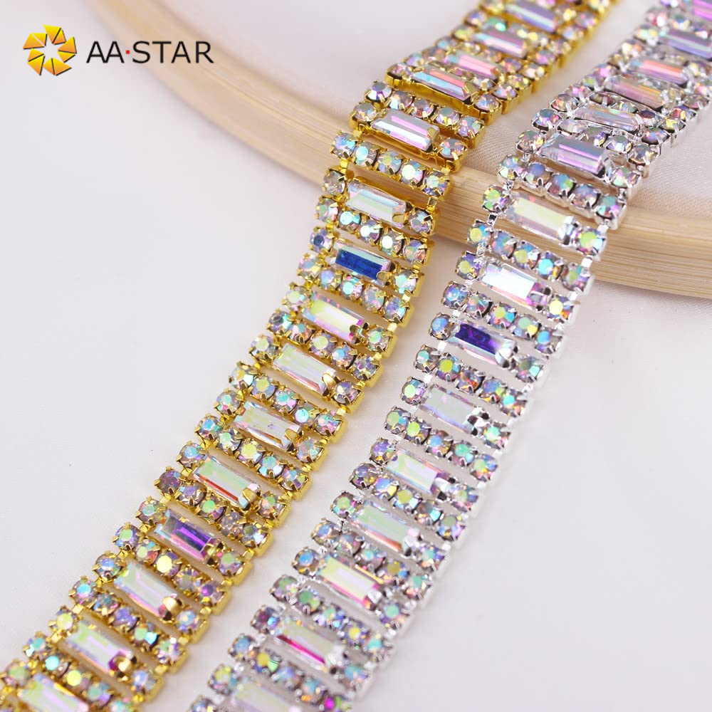 Crystal ab rhinestones chain embellished trims suppliers