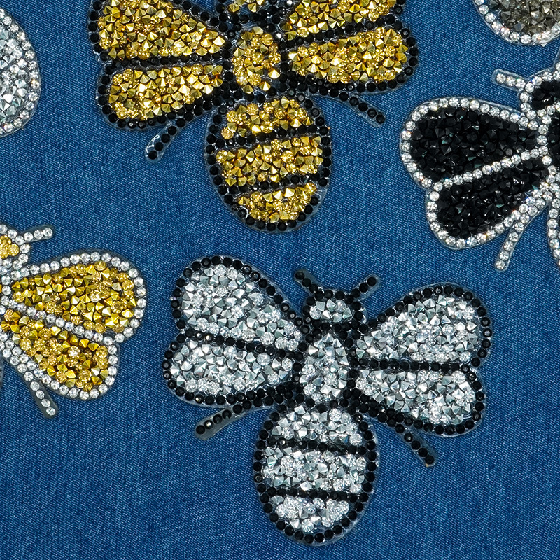 New design sparkly hotfix rhinestone bee patches