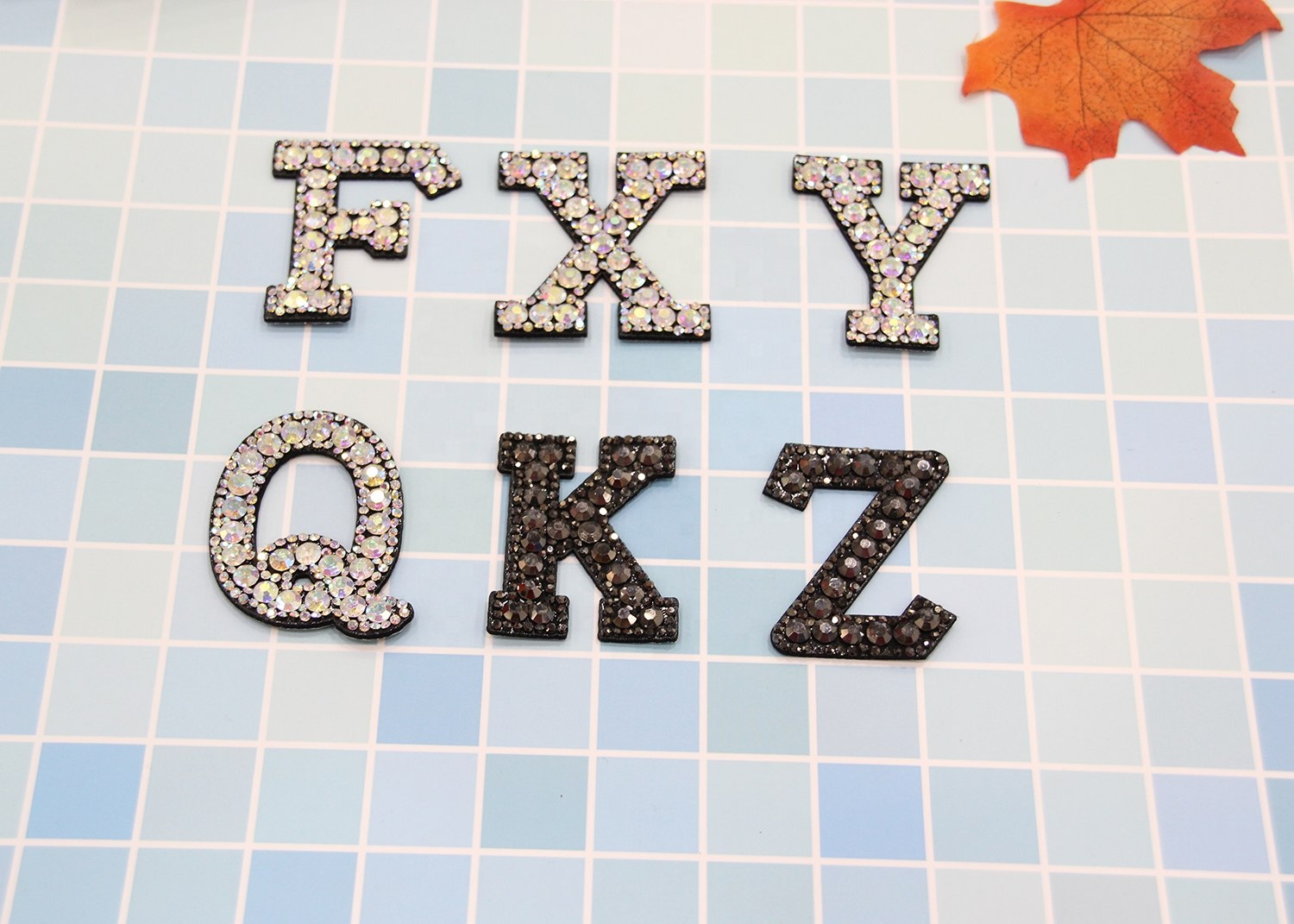 Letter rhinestone sheet patch custom ab crystal