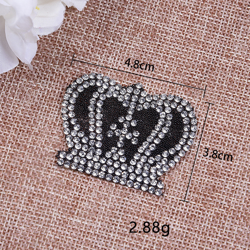 Custom Rhinestone Patches Crystal and black hotfix rhinestone ready design patch round