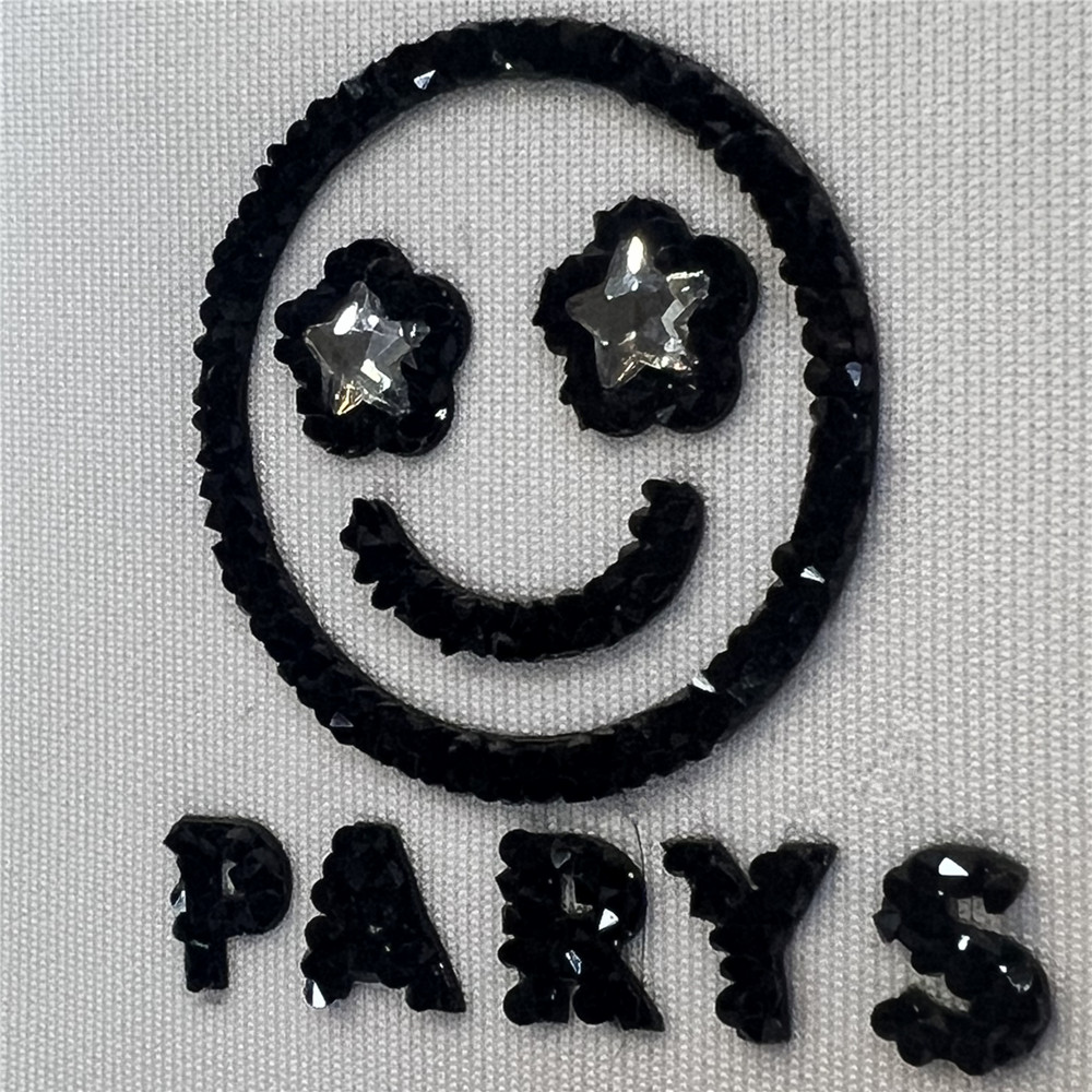 Custom Rhinestone Patches Smiling face bling rhinestone hat patches custom