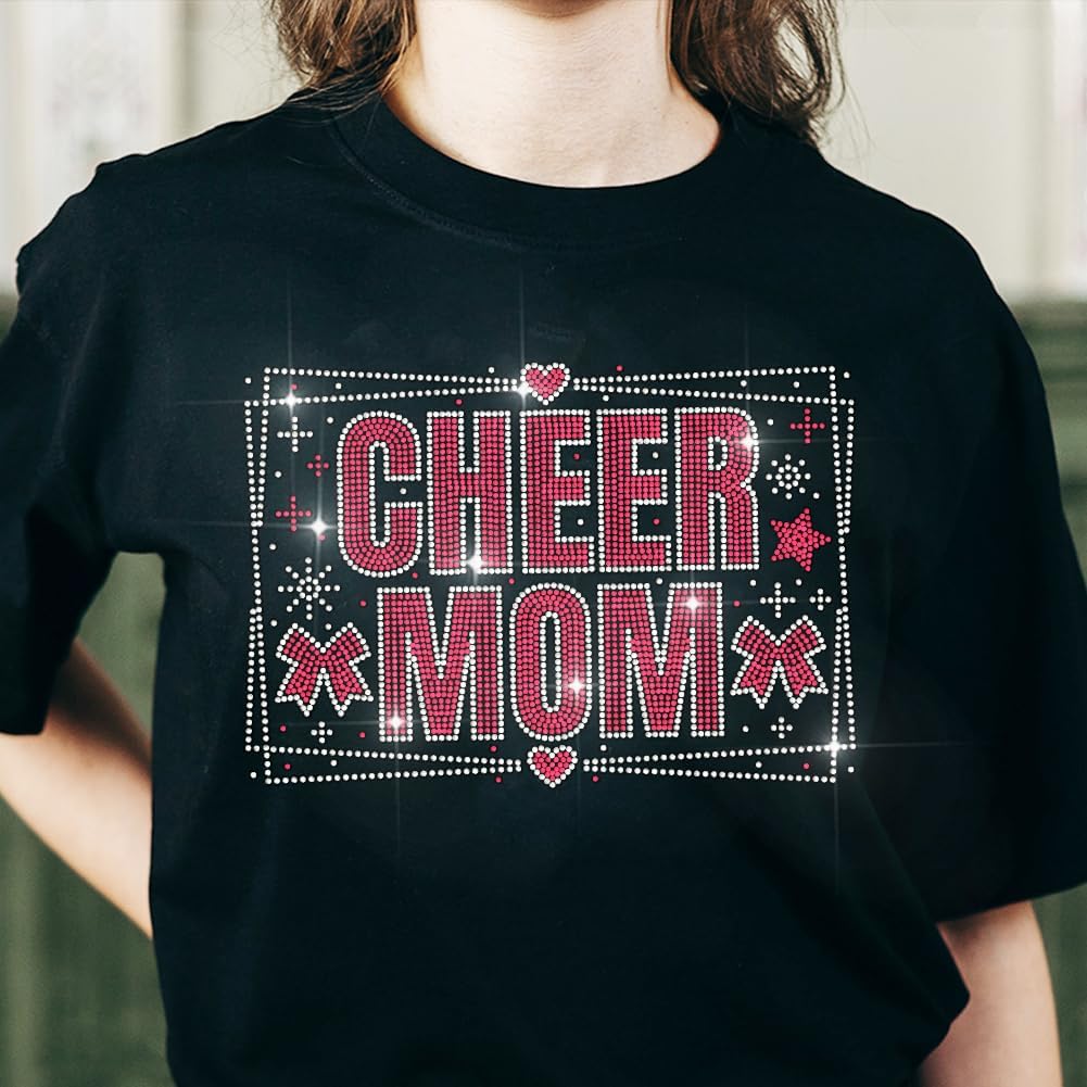 Wholesale cheer mom rhinestone heat transfer design