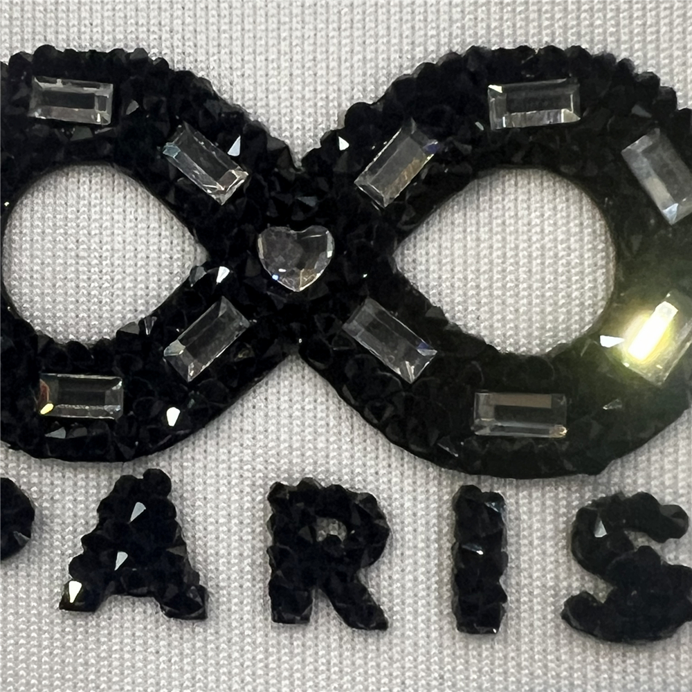 Custom Rhinestone Patches Creative resin handmade rhinestone bead applique black patch